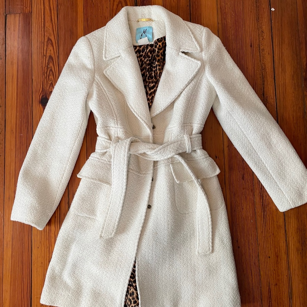 Marciano Guess White Winter Trench! Leopard lining